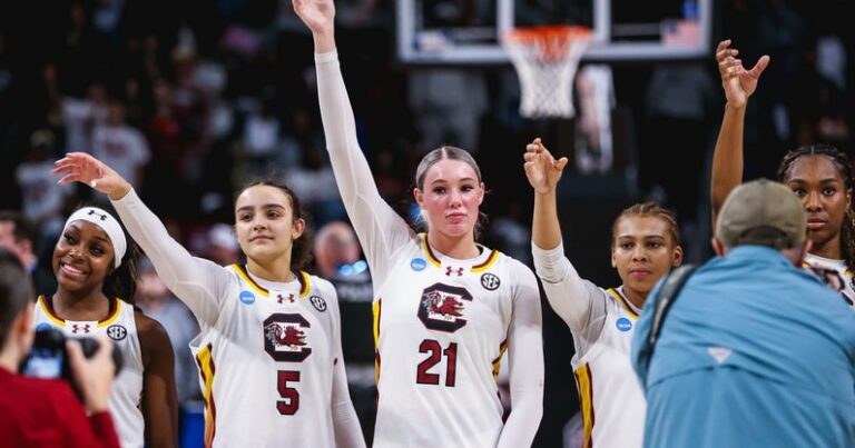 tessa-johnson-chloe-kitts_54406053144_o-South-Carolina-Gamecocks-womens-basketball-vs-Indiana-Colonial-Life-Arena-Columbia-SC-March-23-2025-Credit-Katie-Dugan-GamecockCentral